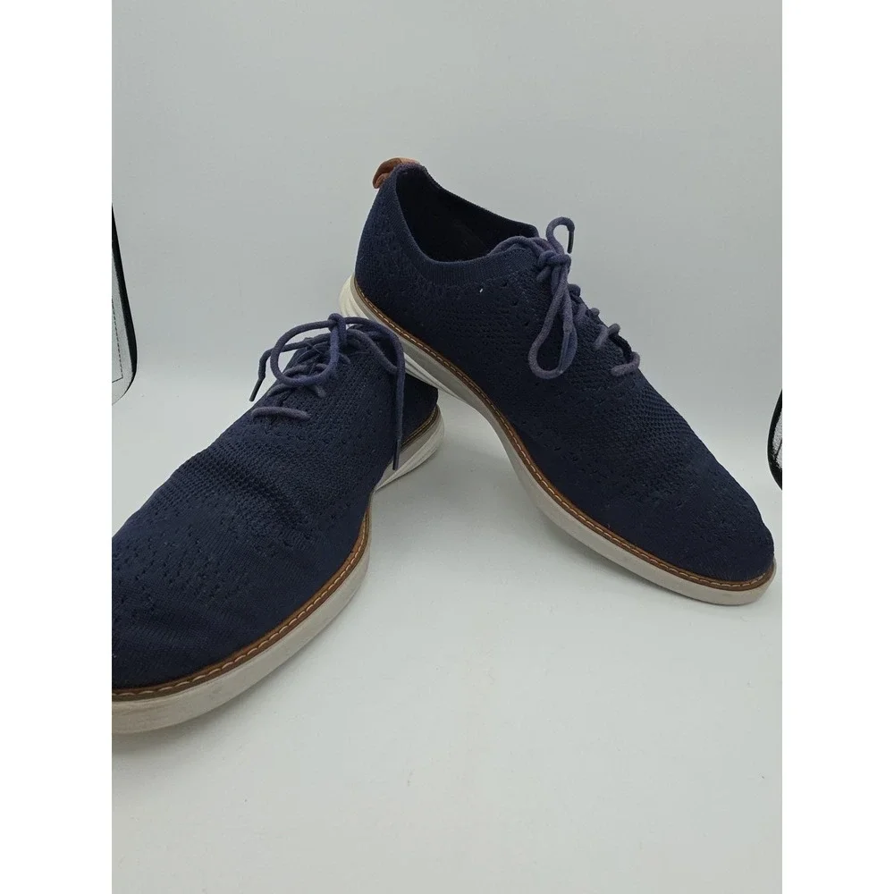 Cole Haan OriginalGrand Shoes Mens‎ Size 12 Blue Knit Wingtip Dress Oxford - Picture 5 of 8